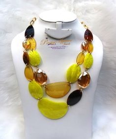 Latest Trendy Yellow Necklace Jewellery for Ladies Great Gift for Women Necklace  Made with acrylic, come in a Jewellery / gift box  Buying more that 1 Jewellery set, we offer wholesale and bulk prices for all our jewellery. Trendy Gold Resin Necklace, Plastic Round Jewelry For Parties, Yellow Resin Jewelry For Party, Yellow Plastic Party Jewelry, Round Plastic Party Jewelry, Yellow Round Necklace For Party, Yellow Round Necklaces For Party, Yellow Costume Jewelry Necklace For Gift, Green Plastic Jewelry For Gifts