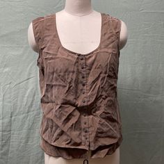 Shell: 100% Rayon Lining: 100% Polyester Sleeveless Brown Cotton Blouse, Brown Sleeveless Cotton Blouse, Brown Sleeveless Blouse For Spring, Sleeveless Brown Top For Spring, Brown Sleeveless Top For Spring, Sleeveless Top, Blouses, Womens Tops, Size Small