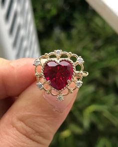 ------------------------------------------------------------------------------ ❤ Product Information ❤ ------------------------------------------------------------------------------ 3.81 CT Heart Cut Red Ruby Engagement Ring 9mm Heart Cut Ruby Vintage Ring Halo Ruby Wedding Ring Anniversary Ring ✥ 𝐌𝐚𝐢𝐧 𝐒𝐭𝐨𝐧𝐞 𝐃𝐞𝐭𝐚𝐢𝐥𝐬 ↣ Shape: Heart ↣ Type: Ruby ↣ Weight: 4.26 Carat (App.) ↣ Dimension: 9 mm (App.) ↣ Color: Red ↣ Clarity: AAAA+ ↣ Making Process: Handmade - Crafted by our experienced Heart-shaped Yellow Gold Ruby Wedding Ring, Heart-shaped Yellow Gold Ruby Ring For Wedding, Ruby Heart Ring For Wedding, Heart-shaped Ruby Ring For Wedding, Heart-shaped Ruby Ring In 14k Gold For Wedding, Engagement Rings Ruby, Ruby Engagement Ring Vintage, Heart Type, Ruby Wedding Rings