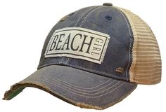 Vintage Distressed Trucker Cap "Beach Girl"Color: Navy Blue Distressed Material: Cotton/Polyester blend, Mesh backSize: One size fits most, with an adjustable snapback strap. Unisex cap Drinks Well With Others, Girl Trucker, Women Trucker, Distressed Baseball Cap, Lake Girl, Wife Mom Boss, Hat Patches, Mesh Hat, Womens Baseball Cap