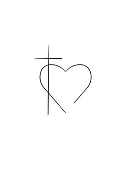 a heart with a cross drawn on it