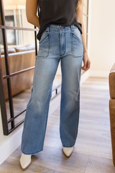 Get ready for a day of bliss in our one-of-a-kind Saylor Jeans! With a stylish wide-leg design, large square pockets and high rise fit, it lends itself perfectly to a crop top and wedges, creating a fun and fashionable outfit. The best part about our denim? They all have 1-3% spandex, a denim must! Details + Fit Rise 11" Inseam 31.5" Leg Opening 22" 77% Cotton | 12% Polyester | 9% Rayon | 2% Spandex Runs True to Size Machine Wash Cold Line Dry Wide Leg Stretch Denim High Rise 5 Button Closure La High Rise Wide Leg Jeans, Leg Stretching, Flare Jeans, Wide Leg Jeans, Stretch Denim, Wide Leg, Crop Tops, Fashion Outfits, How To Wear