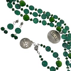 Links Mala Green Necklace LINKS Necklaces Cerese D Bracelet Clasps, Green Necklace, Link Necklace, Necklace Bracelet, Egift Card, Quality Jewelry, Lobster Claw, Silver Necklaces, Crystal Necklace