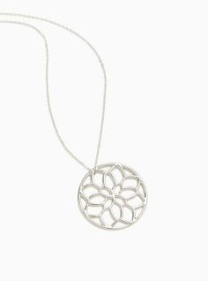 Glisten in your next outfit with this silver-tone necklace that features a disk with center cutouts in the shape of a flower. Lobster clasp. 32” length with 3” extender . Base metal. Imported. The best plus size women's silver-tone floral cutout pendant necklace pendants in silver. Torrid is your destination for cozy fall and winter clothes to keep you warm and comfortable. Black Cold Shoulder Top, Black Bike, Silver Jewelry Necklace, Necklace Pendants, Fitted Wedding Dress, Next Clothes, Shopping Day, Accessories Jewelry Necklace, Winter Clothes