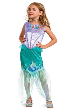 Ariel Dress For Kids, Cookie Monster Costume Toddler, Toddler Ariel Costume, Mermaid Top Costume, Disney Ariel Costume, Satin Dress Outfit, Ariel Costume, Mermaid Halloween Costumes, Ariel Costumes