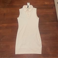 H&M Collar Ribbed Dress In Cream Color Nwt, Black One Is Also For Sale! White Sleeveless Cotton Bodycon Dress, Fitted H&m Mini Dress For Daywear, H&m White V-neck Mini Dress, Fitted White Dress By H&m, H&m Fitted White Mini Dress, Fitted White Mini Dress By H&m, H&m White Mini Dress, White Mini Dress H&m For Daywear, Animal Print Shirt Dress