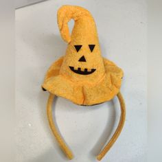 Orange Velvet Witch Hat Headband With Felt Jack O Lantern Face. Never Worn, Perfect For Halloween Events Velvet Witch Hat, Felt Jack O Lantern, Witch Hat Headband, Halloween Events, Jack O Lantern Faces, Hat Headband, Orange Velvet, Halloween Event, Witch Hat