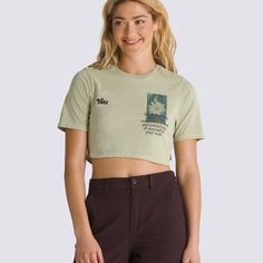 The Night Bloom Crew Crop T-Shirt is a short sleeve, pigment wash, cropped crewneck T-shirt made of heavy cotton jersey, featuring a subtle Vans® logo graphic and embroidery on the front. 100% Cotton fabric Pigment wash Short sleeve crop top crew neck T-shirt Graphic and embroidery on front and back | Vans Night Bloom Crew Crop T-Shirt Womens Medium Acid Wash Casual Cropped T-shirt With Crew Neck, Casual Acid Wash Cropped T-shirt With Crew Neck, Washed Short Sleeve Cropped T-shirt, Washed Cropped T-shirt With Short Sleeves, Cropped Washed Cotton T-shirt With Relaxed Fit, Relaxed Fit Washed Cotton Cropped T-shirt, Washed Cotton Cropped T-shirt Relaxed Fit, Washed Cotton Relaxed Fit Cropped T-shirt, Soft-washed Cropped T-shirt For Streetwear