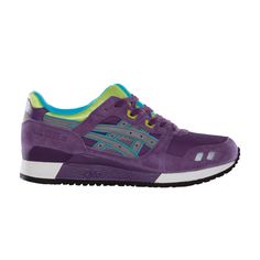 Find ASICS Gel Lyte 3 ' Grey Lime on Editorialist. Gel Lyte 3 'Purple Grey Lime' Casual Purple Asics Sneakers, Asics Gel Lyte, Asics Sneakers, Gel Lyte, Purple Teal, Latest Sneakers, Slides Shoes, Asics Gel, Purple Grey