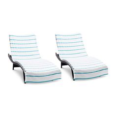 two lounge chairs sitting next to each other