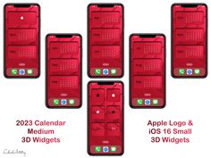 six red iphones with the numbers on them