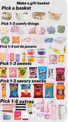 a poster with different types of candy and other things to put on it's back