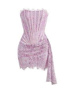 Color: Lavender Material: Polyester, Mesh Corset and a lace up back details Draped across and tied or worn straight down Strapless Slightly see-through Lined Delicate dry clean Protect accessory before washing Cool iron Sample size S Our Style No. ZC_ANGELIC Mini Dress in Lavender Corset Dresses, Elegant Mini Dress, Corset Lace, Cardigan Sweater Jacket, Gothic Dress, Lace Corset, 90s Grunge, Draped Dress, Crop Top Blouse