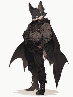 a drawing of a man with a bat costume on standing in front of a white background