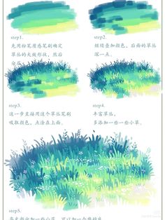 an image of grass and plants in different colors