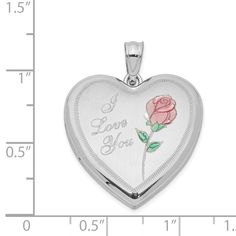 Sterling Silver Rhodium-plated 24mm Enameled Rose Heart LocketSterling, at over 92% silver, is quite pure. Perhaps this metals most remarkable attribute is the way it ages. Silver patinas so beautifully that designers often exaggerate the quality, incorporating recesses protected from the natural polishing of everyday wear and even pre-oxidizing the surface.Designed with YOU in mind: Using our years of experience providing the top quality jewelry through our stores in Northern Florida, we have c Pink Charm, Picture Pendant, Photo Locket Necklace, Rose Heart, Photo Pendant, Bow Jewelry, Locket Charms, Photo Locket, Heart Locket