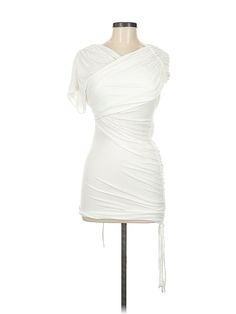 LaQuan Smith Cocktail Dress Size: Medium White Dresses - used. No Fabric Content, Mini, One Shoulder, Short, Short Sleeve | LaQuan Smith Cocktail Dress: White Dresses - Size Medium Laquan Smith Dress, Cocktail Dress White, Laquan Smith, White Cocktail, White Cocktail Dress, Mini One, White Dresses, Dress Mini, Dress White