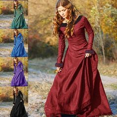 Hemline / Train:Maxi; Season:All Seasons; Sleeve Length:Long Sleeve; Look After Me:Washable; Gender:Women's; What's in the box:Dress; Types:Dress,Tunic Dress; Holiday:Halloween,Masquerade; Style:Medieval,18th Century,Vintage Dress; Elasticity:Inelastic; Occasion:Festival,Ren Faire,LARP,Party  Evening; Material:Terylene; Age Group:Adults'; Characters:Viking,Outlander,Ranger,Elven; Cosplay Works:Valhalla; Net Weight:0.34; Clothing Waist:null; Clothing Length:null; Bust:null; Shoulder Width:null; S Medieval Dress Princess, Queen Gown, Medieval Woman, Fest Outfits, Dress Women Elegant, Langer Rock, Medieval Dress, High Waist Fashion, Solid Color Dress