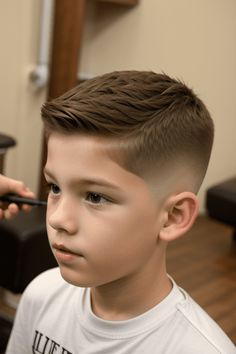 Buzz Cut with Taper Hairstyles for Boys Kid Hair Cuts For Boy, Trending Boys Haircuts Short, Boys Back To School Haircut, Short Boy Haircuts Male, Buzz Cut Boys Kids, Haircut For Kids Boys, Haircut For Boys Kids, Boys Crew Cut, Boys Fade Haircut Kids