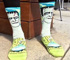 For the happy monster inside all of us . . . "SPOOKY20" for 20% off at checkout #Halloweenclothes #halloween #socks #hermanmunster #themunsters #frankenstein #socks #feet #socksfetish #socksofinstagram #socksoftheday #sockstyle #kaoskaki #fashion Monster Socks, Herman Munster, Happy Monster, Frankenstein's Monster