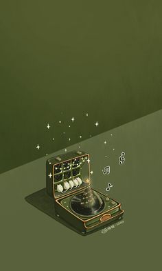 an illustration of a suitcase with food in it and stars coming out of the top