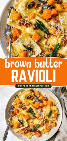 Savor the perfect comfort food recipe with Brown Butter Ravioli and Roasted Butternut Squash! This easy to make pasta dinner recipe includes sage, pecans, and Pecorino Romano for a tasty vegetarian dish. Make it tonight and enjoy! Brown Butter Ravioli, Butternut Squash Ravioli Sauce, Butternut Squash Sage, Squash Ravioli, Butternut Squash Ravioli, Easy Autumn Recipes, Fall Recipes Healthy, Fall Comfort Food, Best Vegetarian Recipes