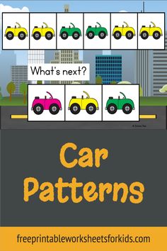 cars and trucks are shown with the words, what's next?? car patterns