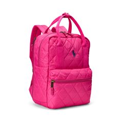 This backpack features diamond quilting plenty of pockets and our iconic Big Pony making it a must-have for school and weekend adventures. Quilted Travel Backpack, Quilted Backpack For Back To School, Quilted Standard Backpack For Back To School, Quilted Nylon Standard Backpack, Quilted Backpack For Travel And Back To School, Back To School Travel Backpack With Quilted Detail, Back To School Quilted Travel Backpack, Back To School Quilted Backpack, Back To School Quilted Bags