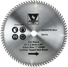 a circular saw blade with various symbols on the blades and numbers for each type of tool