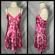 This is a pink floral print chemise nightgown with adjustable straps by Liz Claiborne. In good vintage condition.  Size Small  Measurements  Bust 34" Length from armpit to hem 26" Loc c/s/s/c Pink Sleepwear For Spring, Pink Floral Print Sleepwear For Sleepover, Spring Pink Nightgown For Pajama Party, Pink Spring Nightgown For Sleep, Pink Floral Print Sleepwear For Spring, Spring Floral Print Pink Sleepwear, Spring Pink Floral Print Sleepwear, Pink Spring Sleepwear For Pajama Party, Pink Sleepwear For Pajama Party In Spring