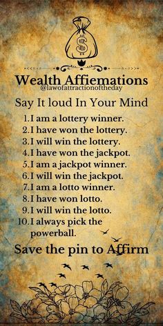 Attracting Money Jackpot Winner Affirmation, Lottery Affirmations, Manifesting Money Affirmations, Money Spells Magic, Money Prayer, Money Spells That Work, Good Luck Spells, Easy Spells, Energy Healing Spirituality