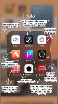 an iphone screen with different icons and text on the bottom right hand corner, in spanish