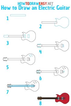 how to draw an electric guitar in easy steps step by step instructions for beginners