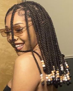 Skunk Stripe Hair Braids, Black Box Braids, Braids Hairstyles Pictures, Braids With Beads, Girls Hairstyles Braids, Braided Hairstyles For Black Women