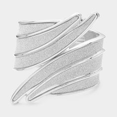 Bracelet Details: Size : 2.5" H Hinged Closure Hinged Bracelet, Abstract Shapes, Hinges, Lowest Price, On Sale, Size 2, Glitter, Bracelet, Silver