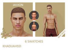 an image of two male avatars with different hair and skin color choices for each individual