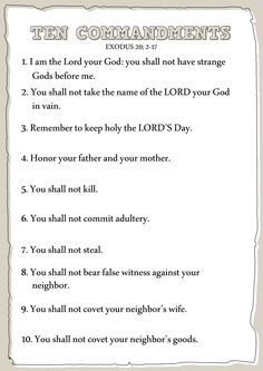 the ten commandments for god's love is shown in this printable version