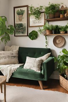 a living room filled with lots of green plants