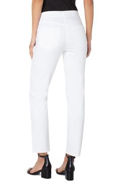 Our Chloe white pull-on jean by Liverpool is the perfect jean to pull on and go! No fuss, no hassle, this jean will easily become one of your favorites. The white color makes this jean easy to dress up or down and goes with infinite tops in your closet. Final Sale - No returns or exchanges. Color- White. 29" Inseam. Hi-rise. Set-in waistband. Faux front pockets; functional back pockets. Amazing stretch and excellent recovery Fabric-62% Cotton. 28% Viscose. 8% Polyester. 2% Spandex. Machine wash Jumpsuit And Blazer, Pull On Jeans, Curvy Dress, Short Sleeve Cardigan, Perfect Jeans, Men Fits, Ankle Jeans, Blazer Coat, Bright White