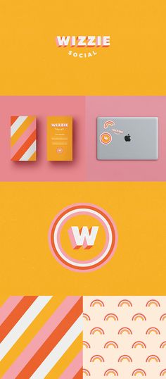 the logo for wizzaie social is shown in three different colors and shapes, including orange, pink, yellow, and white