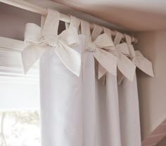 Blackout curtains Cute Curtains Living Room, Preppy Room Curtains, Pretty Curtain Rods, Scones Over Fireplace, Cute Black Out Curtains, Room Banner Aesthetic, Pearl Curtain Tie Backs, Hanging Nursery Decor, Cute Bedroom Curtains