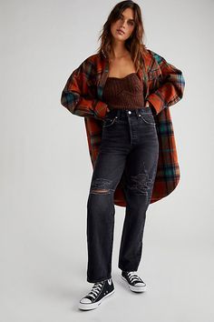 Levis Ribcage Straight Ankle Jeans, Clothes Encounters, Levis Ribcage Straight, Patched Denim Jeans, Levi's Ribcage, Levis Ribcage, Straight Ankle Jeans, Tapered Leg Jeans, All Jeans