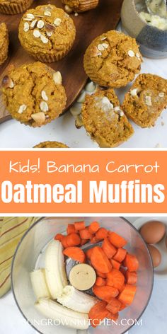 kids banana carrot oatmeal muffins are the perfect snack for breakfast