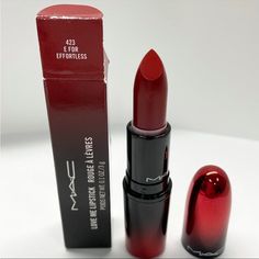 New In Box, Never Used- Mac E For Effortless Is A Moderately Warm-Toned, Medium-Dark Red With A Cream Finish Open To Offers *Check Out My Other Listings :) Cosmetics+ Brownish Red Lipstick, Glossy Pops, Storybook Cosmetics, Mac Lipstick Shades, Outfits Jewelry, Lips Color, Hot Lipstick, Dark Red Lips, Makeup Mac