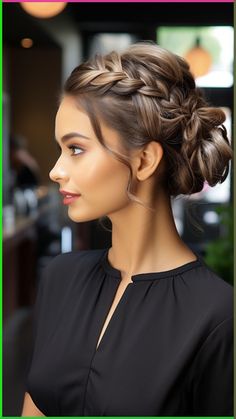 Transform your look with the timeless beauty of a Braided Updo from our curated collection of 25 Dutch Braid Hairstyles for Black Hair! This stunning hairstyle combines intricate braids with an elegant updo, perfect for adding a touch of sophistication to any event. Ready for more inspiring hairstyles? Click the pin and follow us for endless beauty inspiration! #BraidedUpdo #BlackHairStyles #ElegantHairstyles #UpdoInspiration #BraidHairstyles Simple Elegant Braided Hairstyles, Brunette Updo Hairstyles, Braid Mohawk Updo, Hair Updos With Braids, Updo Hairstyles Black Hair, Braided Up Do, Hairstyle For Halter Dress, Hairstyles For Events Classy, Top Knot Updo