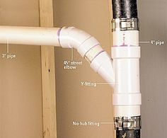 the pipes are labeled in several different languages, including pipe sizes and their corresponding connections