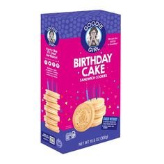 a box of birthday cake cookies on a white background