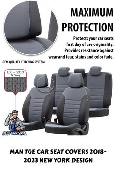 the front and back seat covers are shown with instructions for how to put them in