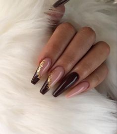 Classy Black Nails, Ongles Beiges, Brown Nails Design, Makijaż Smokey Eye, Foil Nails, Design Nail, Classy Nails