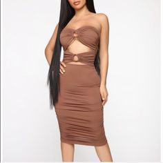 “You Can’t Keep Up Midi Dress” Fashion Nova Mocha Size Large New Never Worn With Tags Casual Bandeau Dress For Night Out, Brown Strapless Bodycon Summer Dress, Brown Strapless Dress For Night Out, Strapless Brown Dress For Night Out, Brown Strapless Dress, Fashion Nova Dress, Fashion Nova Dresses, Large Size Dresses, Dress Fashion